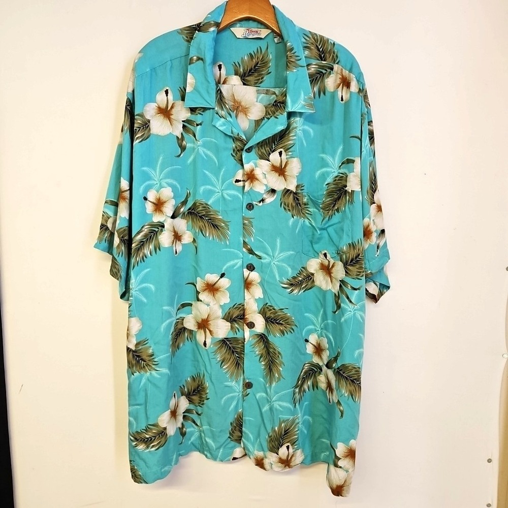 Hawaii Hangover Floral Button Front Short Sleeve Shirt Size 4X Men's Vacation